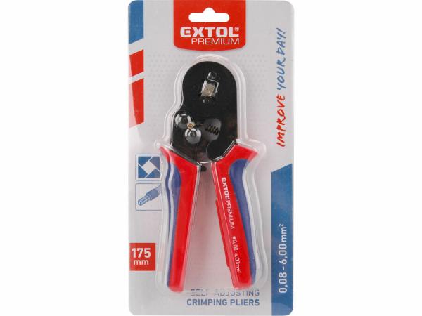 EXTOL PREMIUM Kliešte lisovacie na dutinky, 175mm, na káble 0,2-6,0mm2 8831132 3