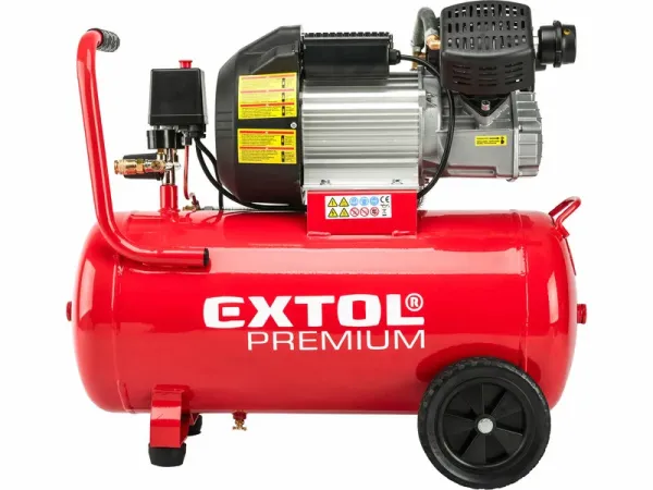 EXTOL PREMIUM Kompresor olejový dvojvalcový, príkon 2,2kW, nádoba 50l, max. 8bar 8895320