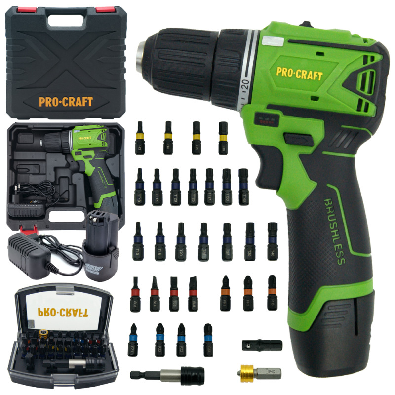 PROCRAFT Aku vŕtací skrutkovač SPA12BL so sadou bitov BS-32