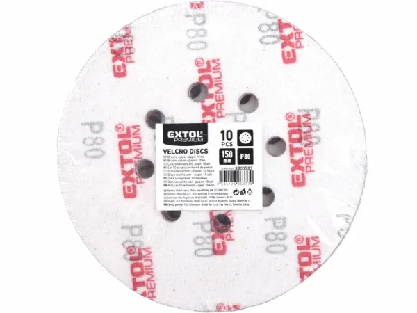 EXTOL PREMIUM Brúsny papier na s. zips pr.150mm s otvormi, P80, 10ks 8803583 2