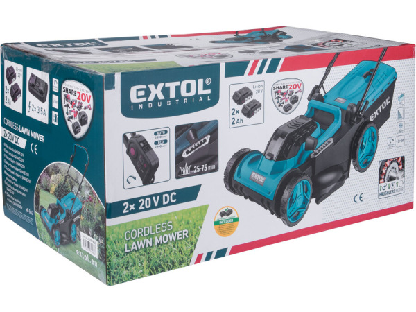 EXTOL INDUSTRIAL 8791902 Kosačka na trávu aku Share20V, 2x2Ah, priemer noža 43cm, bezuh. 14