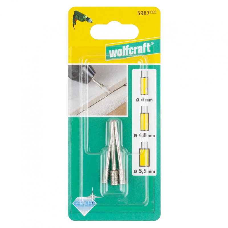 Sada diamantových teliesok do mikrobrusky (3-dielna) wolfcraft 5987000