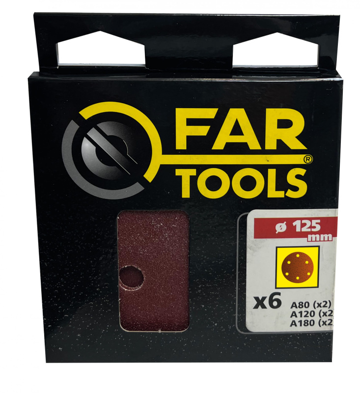 Fartools Sada 6 ks kotoučů průměr 125, A80/120/180 115917